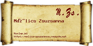 Málics Zsuzsanna névjegykártya